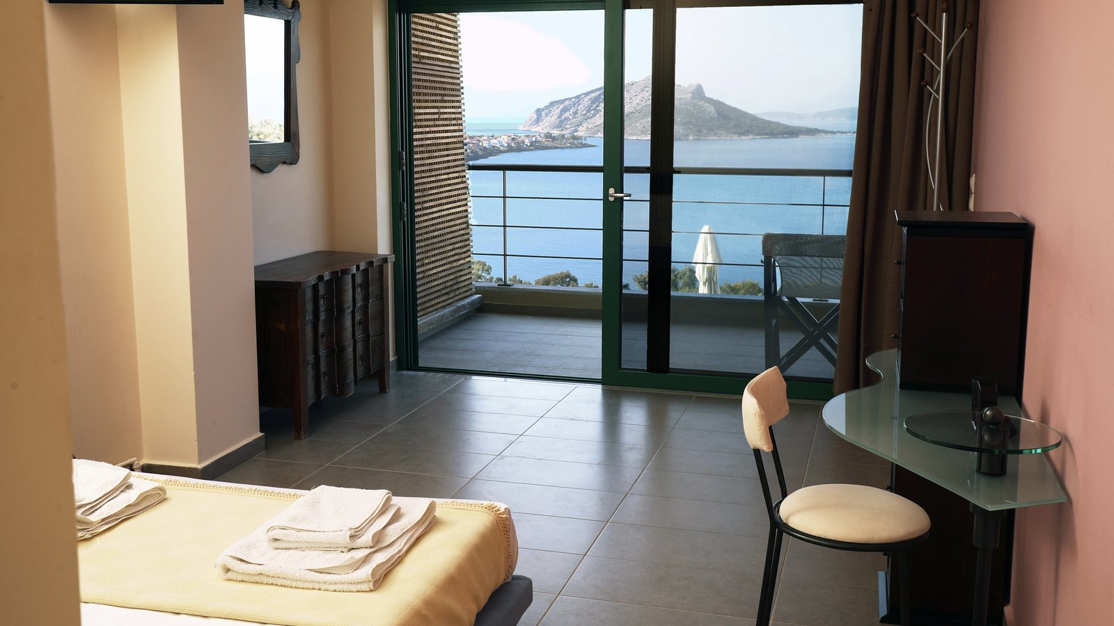 The spectacular view from Eucalyptus Villa's Master Bedroom. The room is fully furnished and has a private balcony.